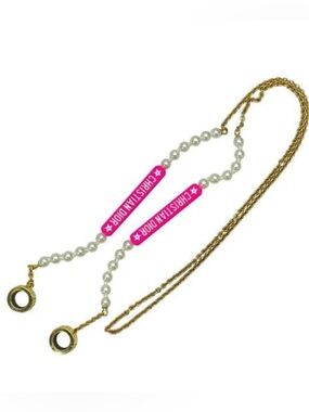 Christian Dior Pink Airpods Chain Holder Necklace CD Logo